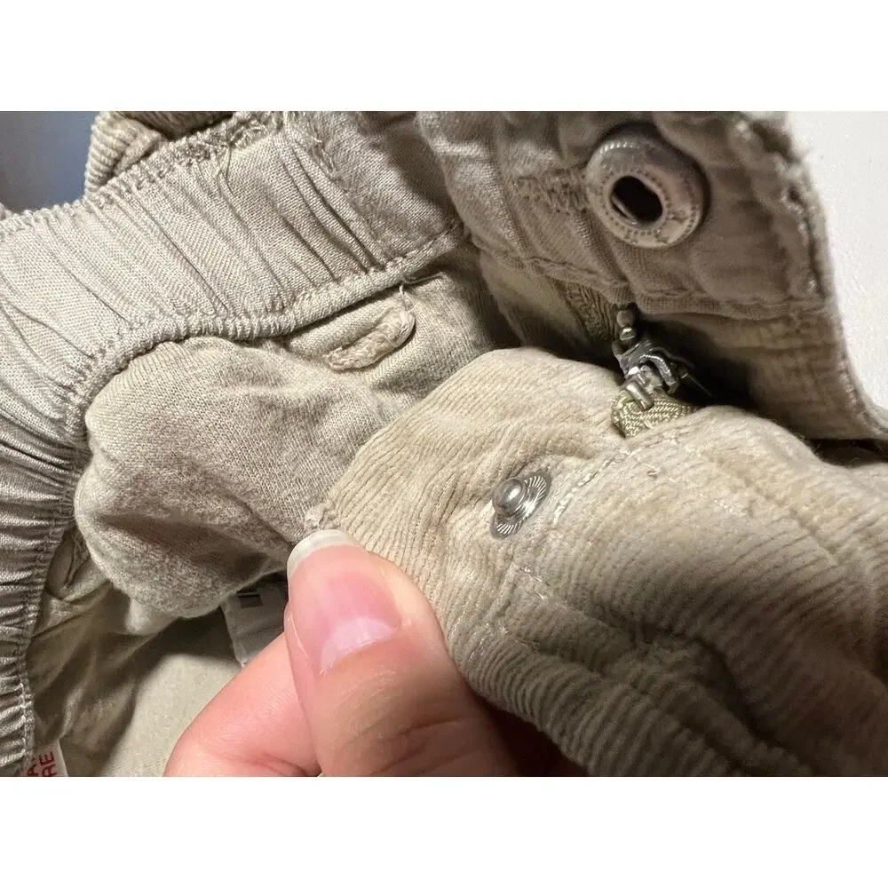 Zara Kids Corduroy Barrel Pants Beige Tan Elastic Waist Scandinavian Size 5